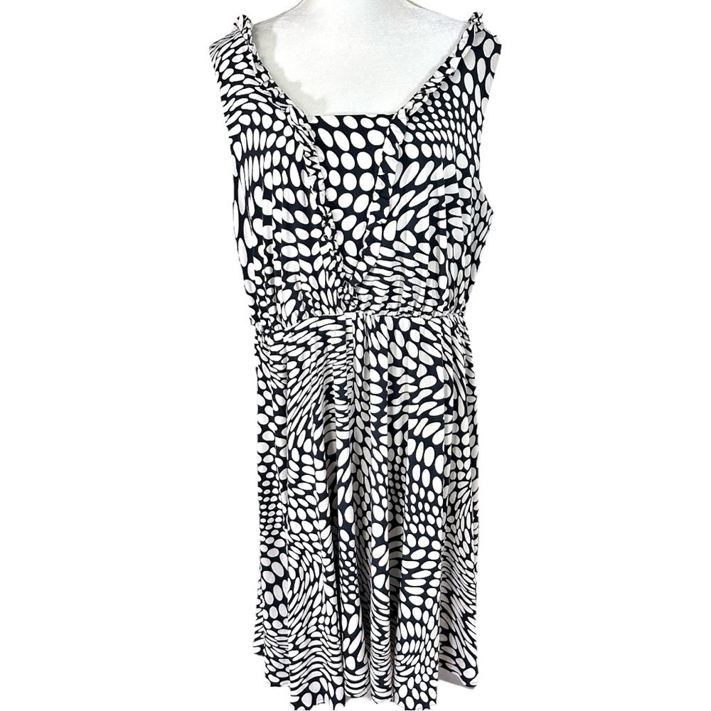 Isabel Toledo- Silky Black/White Polkadot Dress- Size 18